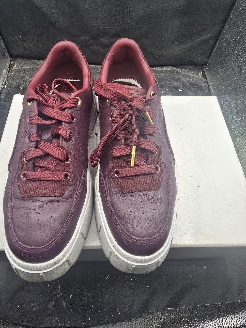 Puma Burgundy Low-Top Sneakers with White Insole Details